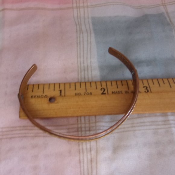 Copper Cuff Bracelet With Gold Tone Design - Picture 11 of 12